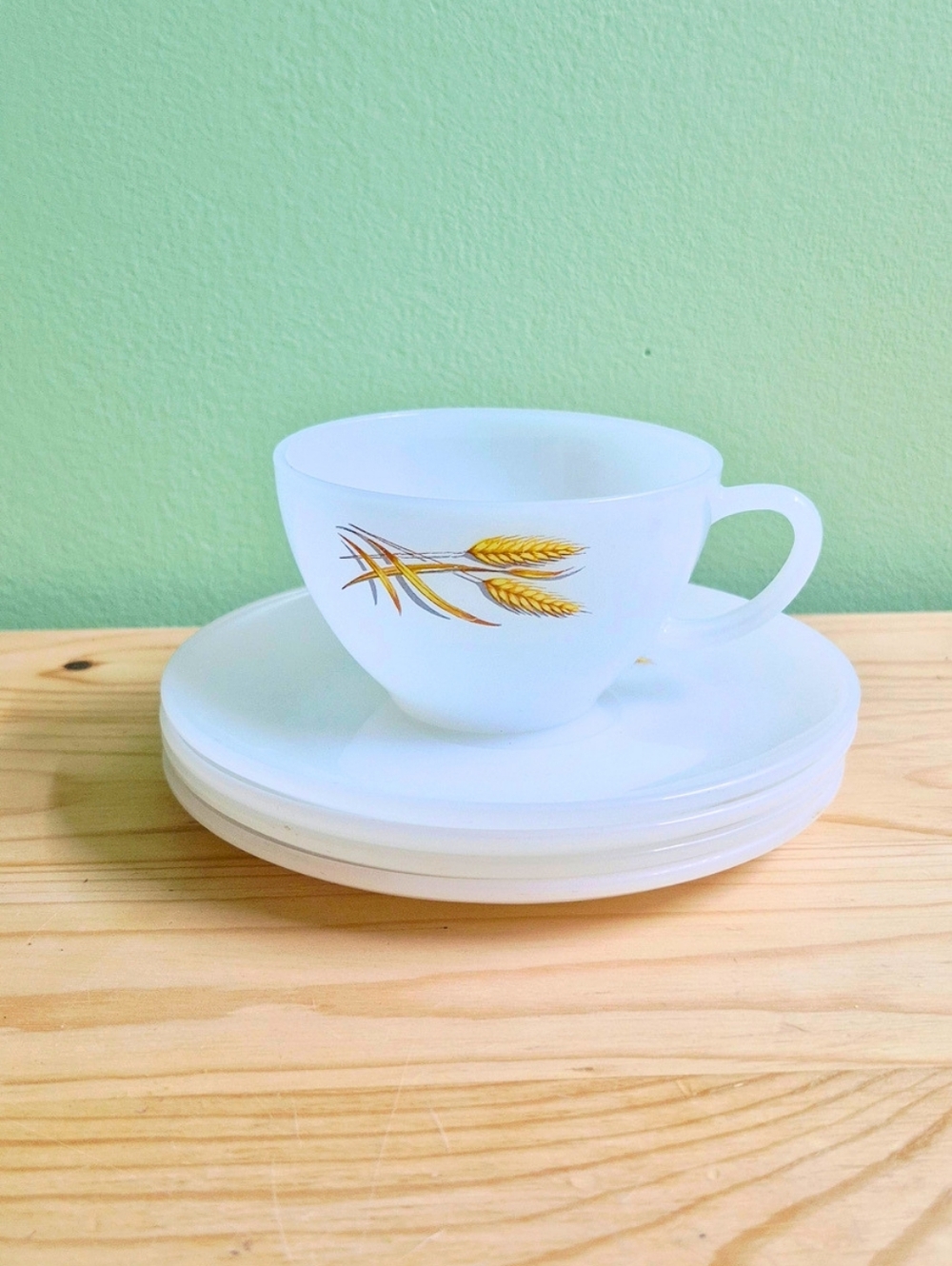 Vintage Fire-King Golden Wheat Milk Glass Set - 5 Pieces